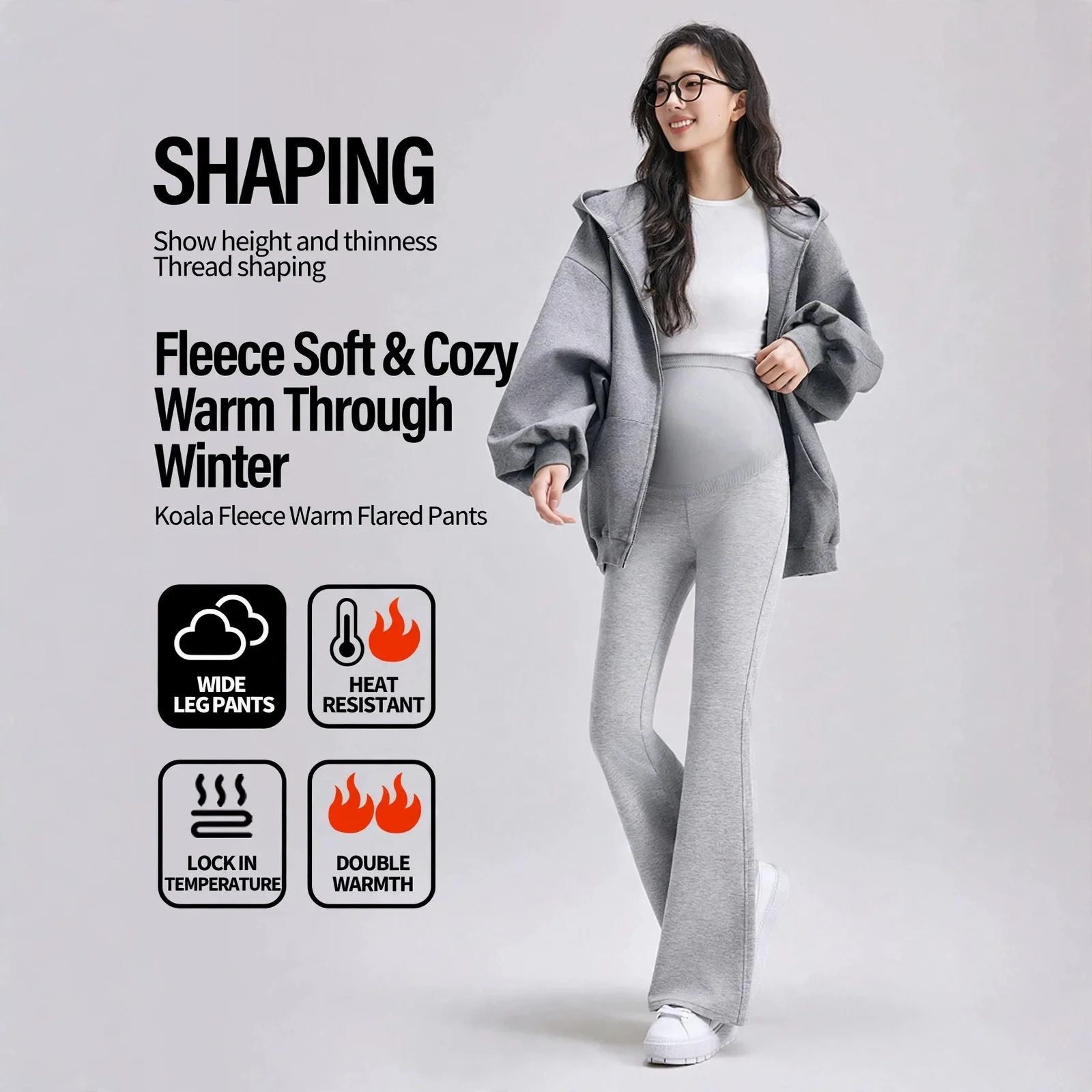 Maternity Pants Fleece Thickened Belly Support Loose Outer Wear Autumn Winter Pregnancy Clothing Women Casual Comfortable