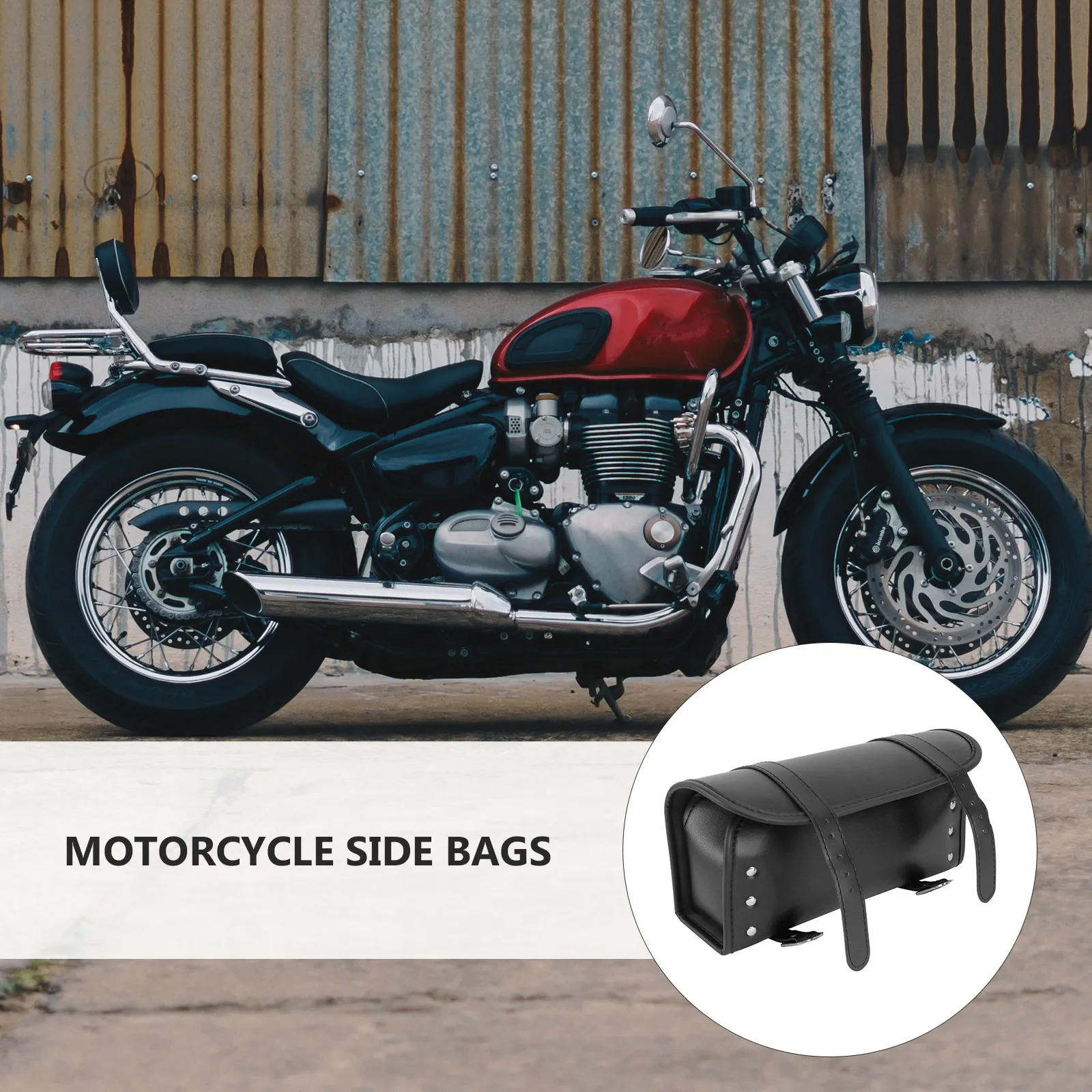 Black Motorbike Bag Metal Button Adjustable Strap Bike Hanging Pack Riding Storage Saddle Bag Bike Pack