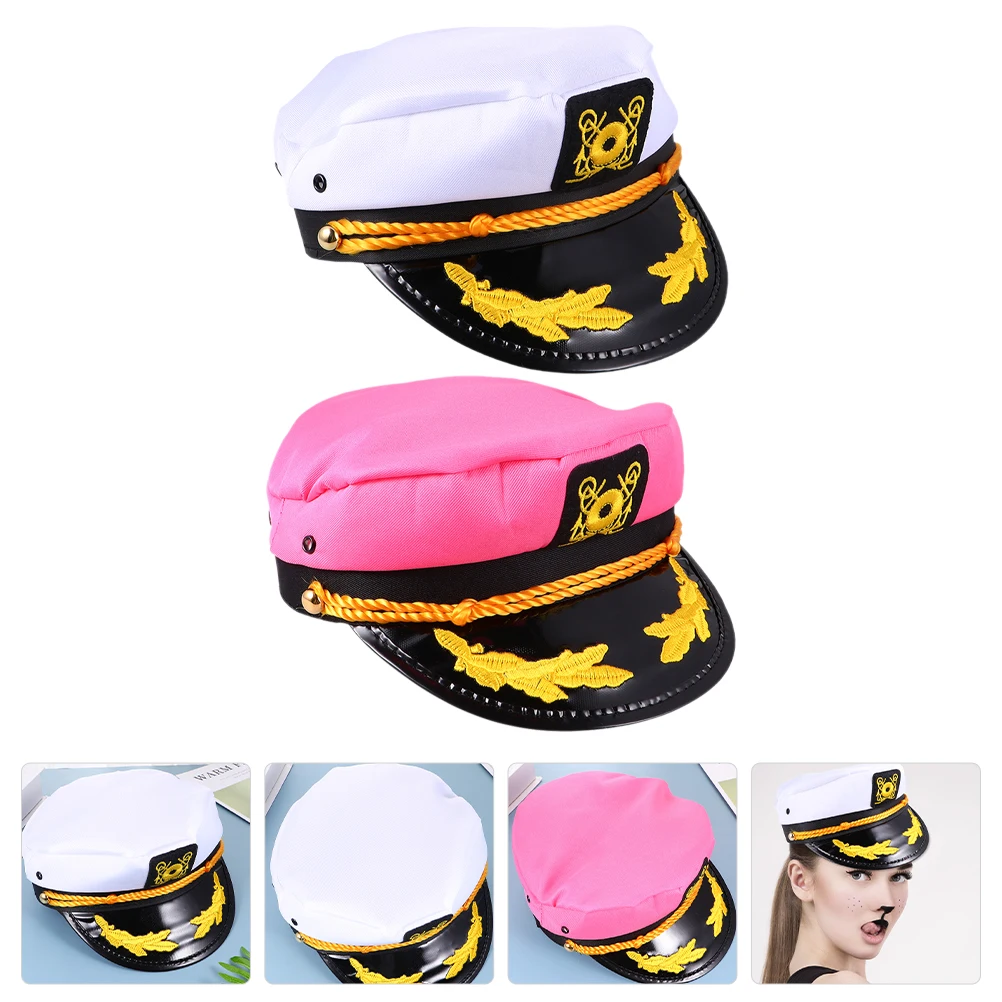 2pcs Navy Marine Hat Sailor Captain Costume Men Yacht Captain Hat Hat Funny Party Hats Costume Accessories