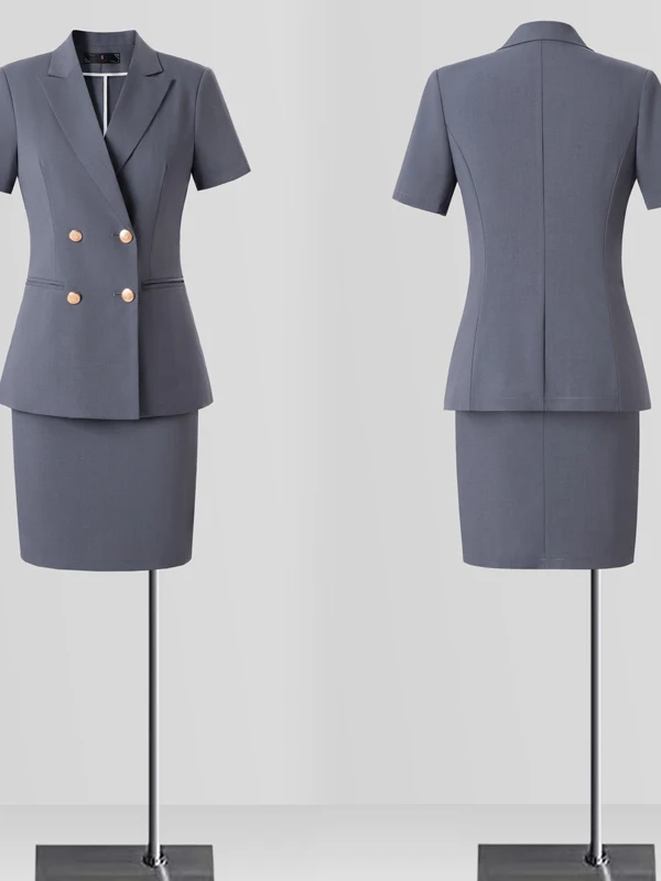 

Elegant Thin Summer Professional Suit Set for Women Front Desk Workwear Fashionable Business Lady Style Polyester Fiber