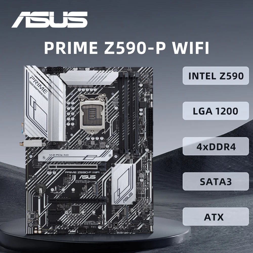 ASUS PRIME Z590-P WIFI Motherboard Supports i9-11900K i7-11700F i5-11600K CPU DDR4 5133MHz M.2 LGA1200 USB3.2 Gen2 PCIe 4.0 ATX