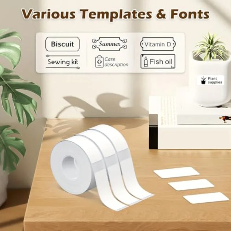 8 Rolls Thermal Labels Self-Adhesive Waterproof, Inkless Easy Peel, Fit D30 Portable Printer, Office/Warehouse/Retail/Medical