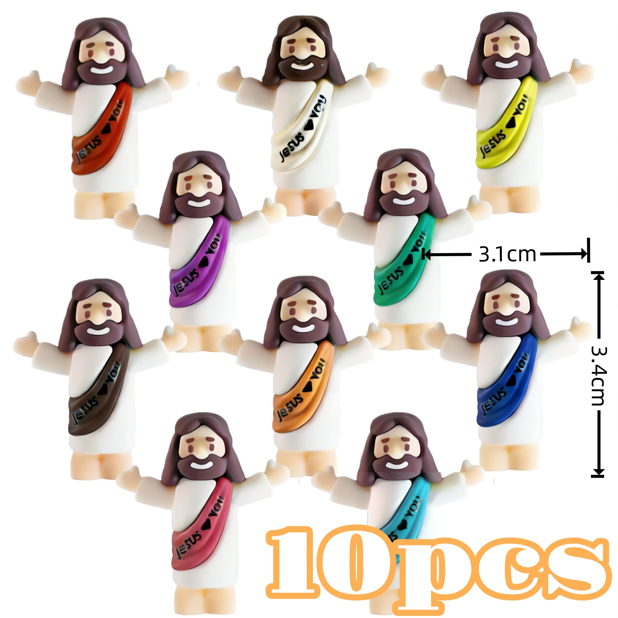 10/60 stks Mini Jezus Decoraties Cartoon Standbeeld Set voor Vakantie Party Scene Decor Feestelijke Kamer Beeldjes Kerst Pasen Geschenken
