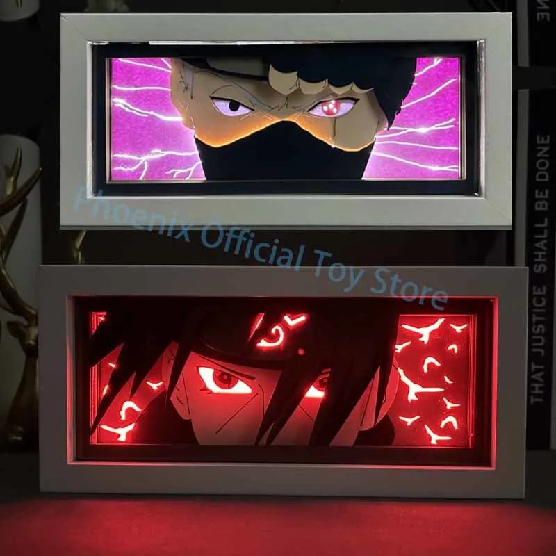 

3D Naruto Kakashi LED Box Light Uchiha Madara Paper Carving Lamp Jiraiya/Itachi RC Frame Night Light Toy Anime Desk Decor Gift