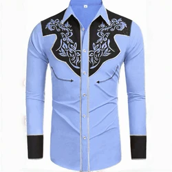 20 -color men's shirt long -sleeved shirt retro western denim big size loose cardigan long -sleeved casual shirt soft fabric