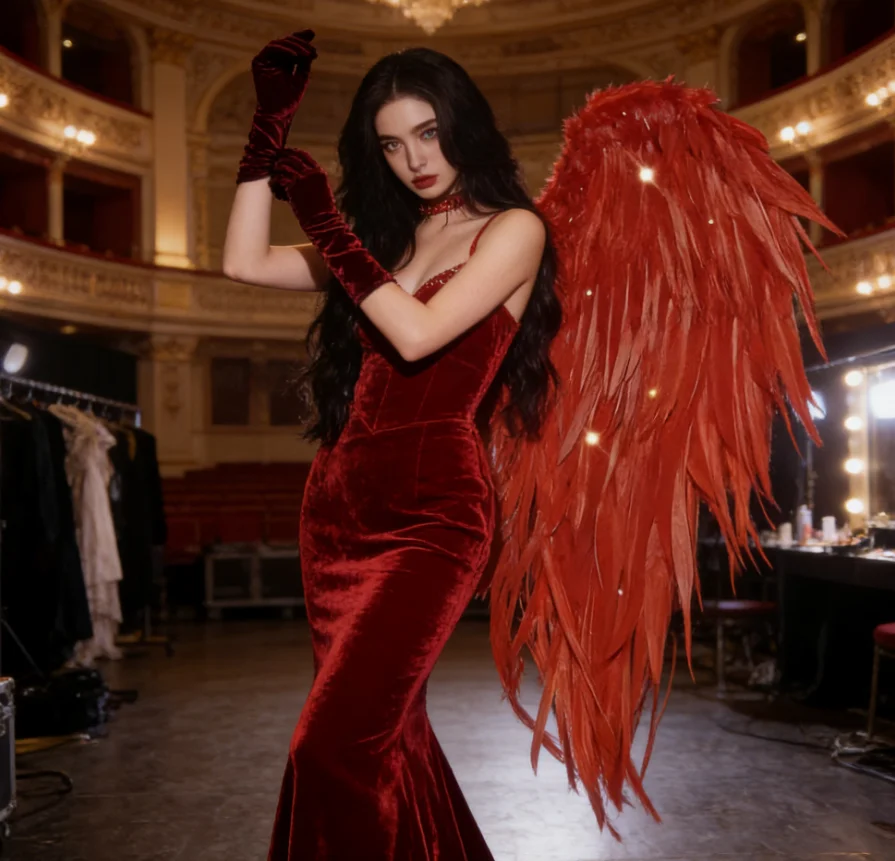 

Red Oversized Feathered Angel Wings for Adults Halloween Party Cosplay Costume Accessories