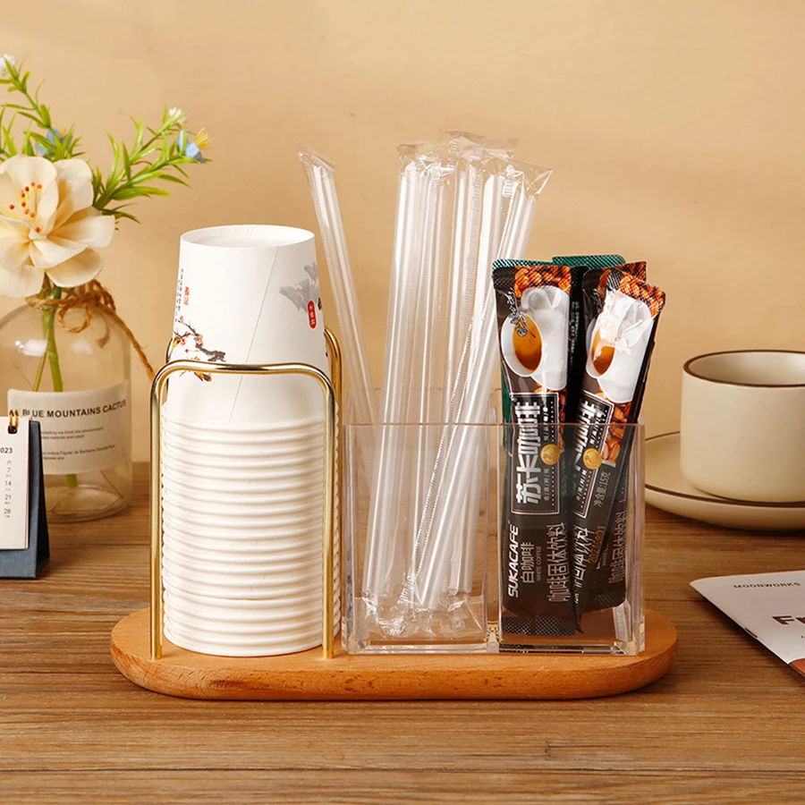 CANBOUN3 In 1 Disposable Cup Storage Holder Acrylic Tableware Organizer Water Cups Dispenser Dining Table Organizer For Restaura
