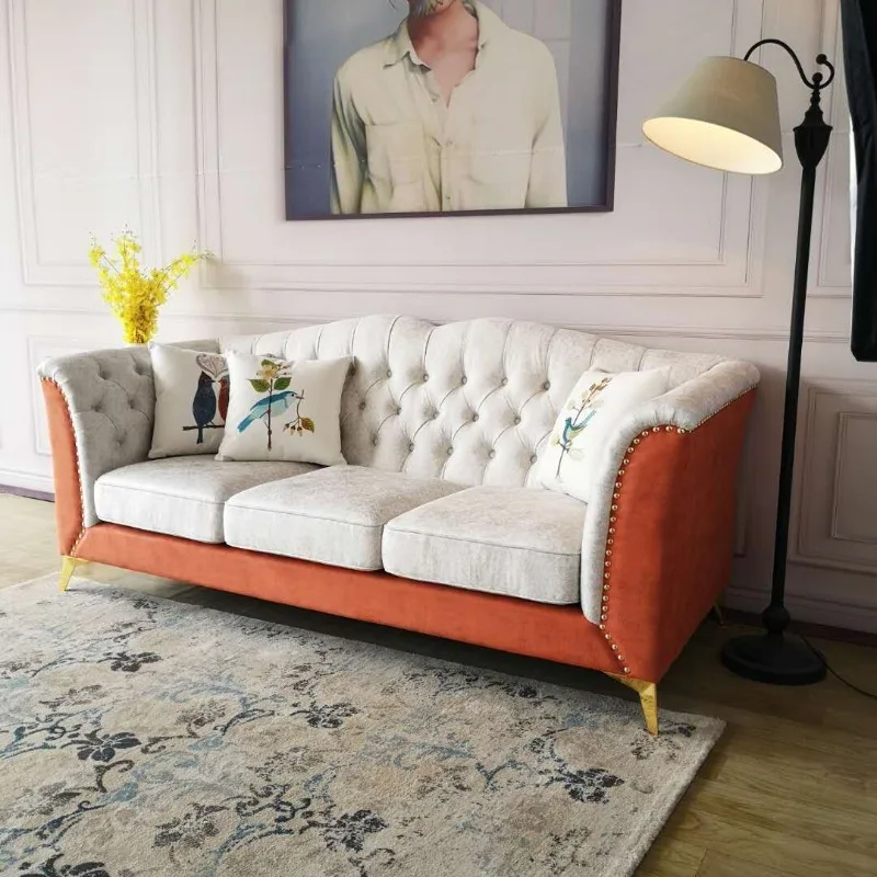 Furniture high-tech cloth simulation leather art three-person sofa small apartment