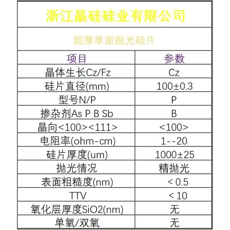 1pcs 4-inch ultra thick single crystal polished silicon wafer, oxidized silicon wafer, 1000 ± 25 microns, wafer