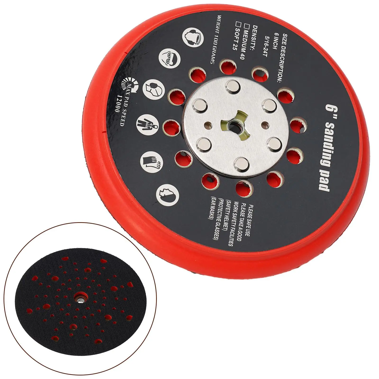 Almohadilla de lijado de 6 pulgadas y 150mm, gancho y bucle medio, respaldo de múltiples orificios para Bosch RSM6045, para lijado fino y reparación