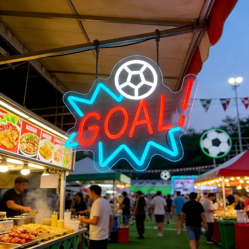 サッカーledネオンサイン、スポーツバーパーティーゲームルームの壁飾り、ファンへのギフト、鮮やかな照明