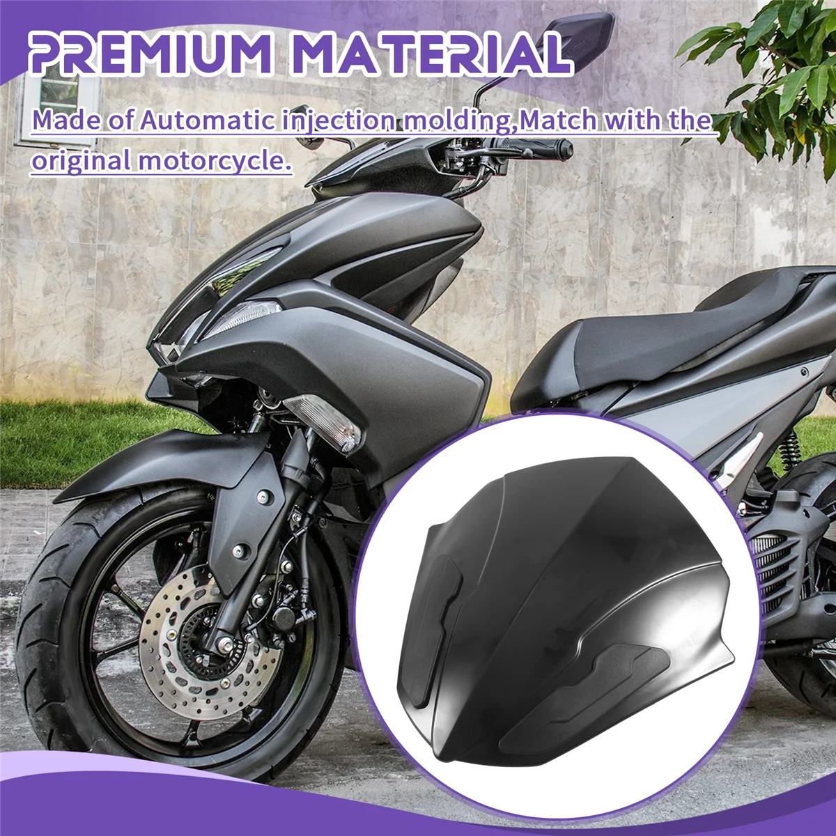 Motorcycle Windshield WindScreen Visor Viser for Yamaha NVX 155 V1 / Aerox 155 / NVX V2 2021 BlackJAS