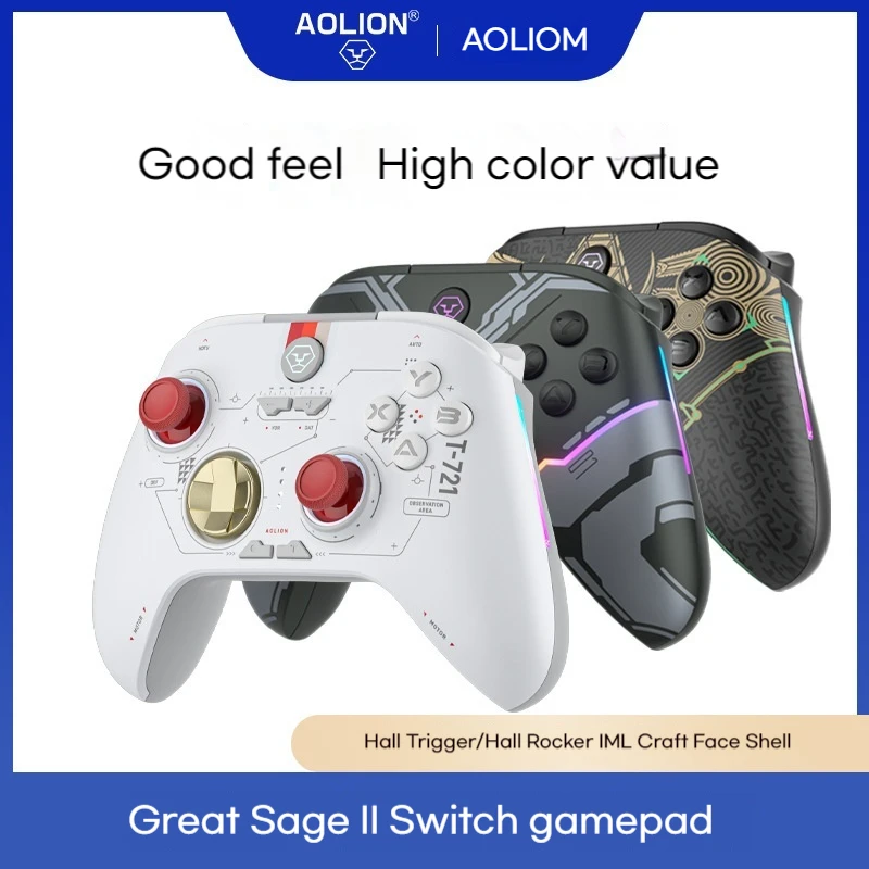 

Aolion Switch Game Controller Kingdom Tears Edition Hall Linear Trigger Rgb Макроопределенный назад подходит для Switch Pc Android