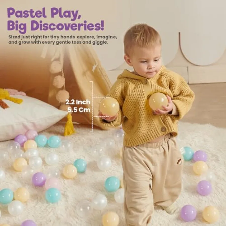 Ball Pit Balls 100 bolas de color perla 5,5 cm bolas de plástico suaves sin BPA para parque infantil de bebé y casa de rebote a prueba de golpes y