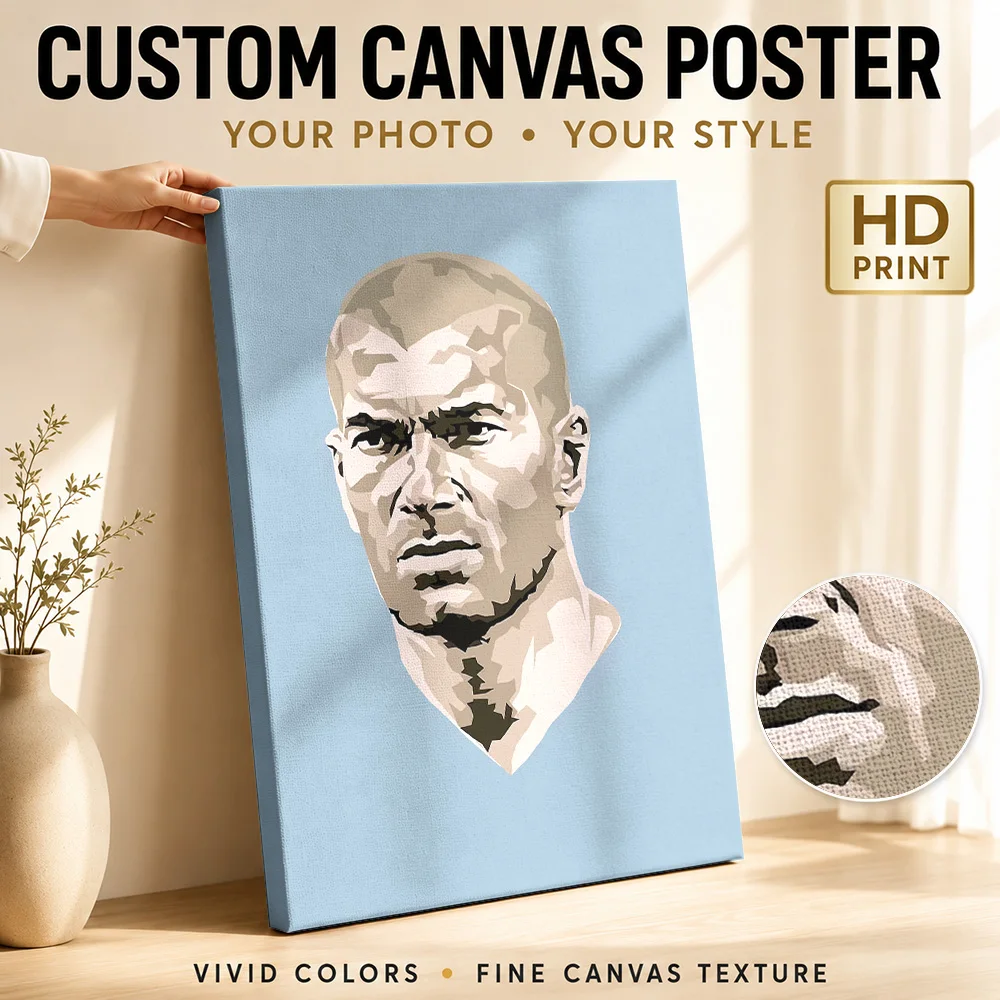 Zidane Zidan Canvas Poster Custom Sports Portrait Wall Paintings Decoration for Game Room Man Cave Ready to Hang Gift for Fans
