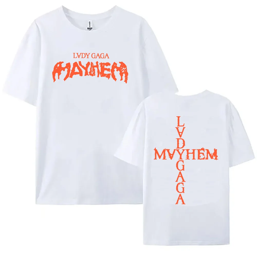 Lady Gaga Mayhem Album 2025 Tshirts New Fashion Singer Printing T-shirt Cotton Soft Short Sleeve Tee-shirt Unisex Streetwear Tee