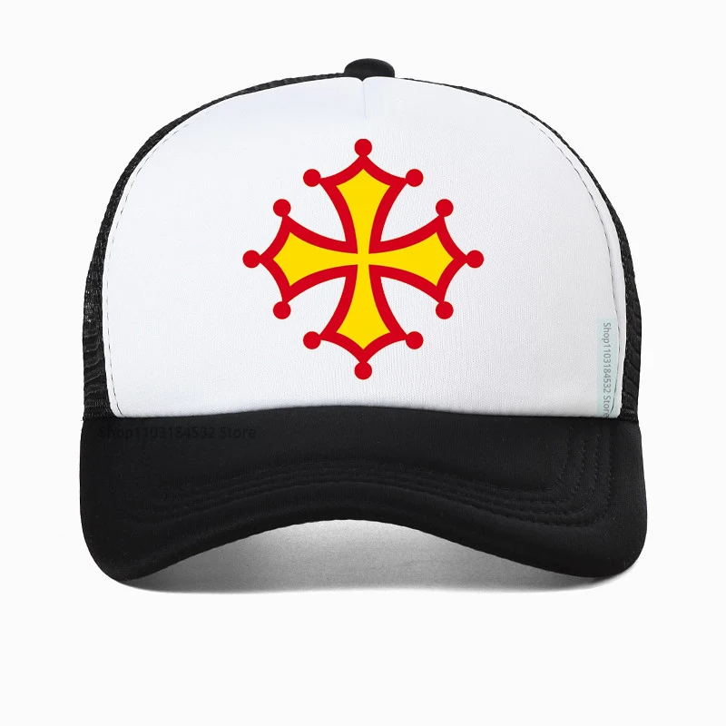 

Occitania Occitan Cross Flag Baseball Cap Outdoor cool Summer Unisex Mesh breathable Trucker Hats