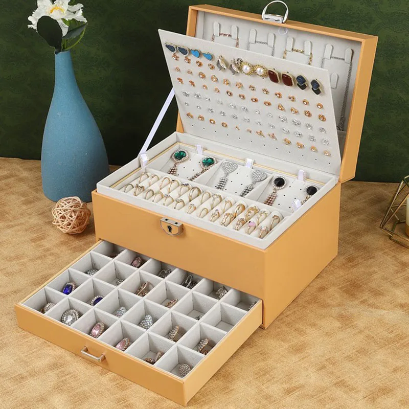 

Fashion Jewelry Storage Box Necklace Earrings Organizer Boxes Women Bracelet Ring Accessory Box Organizer Desktop Storage Cases
