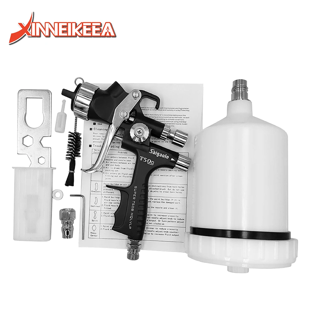 Saigaole T50 High Atomization Automotive Finish Spray Gun Sheet Metal Paint Water-Based Paint Varnish Air Spray Gun Tools LVLP