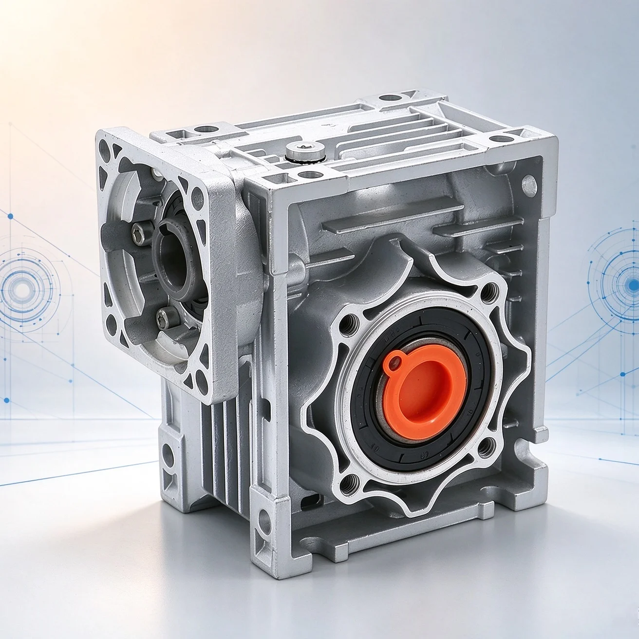 NMRV040 Square Worm Gearbox Reducer Speed Reducer for Nema24 Nema34 Stepper Motor, Reduction Ratio 5:1-100:1