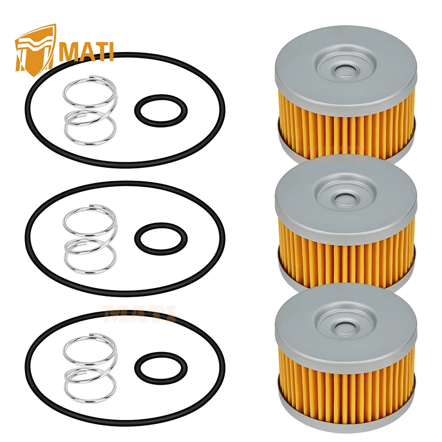 3Pcs Oil Filter & O-ring Spring Kit 16510-37450 For Suzuki Savage 650 LS650 DR650S SP500 SP600 DR650SM DR650SE 1981-2023