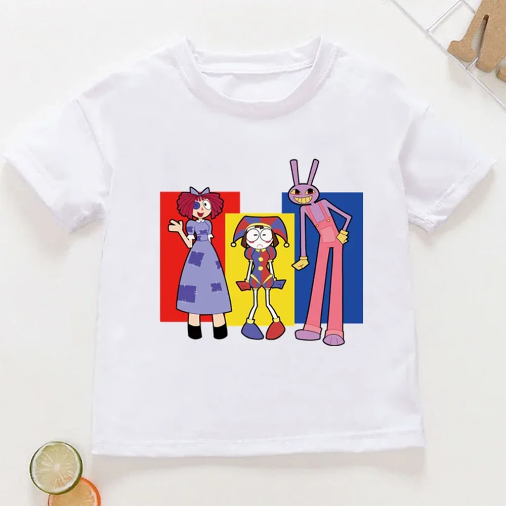 Hot Sale The Amazing Digital Circus Print Kids T shirt Girls Summer Tops Baby Boys Clothes Cartoon Children Short Sleeve T-shirt