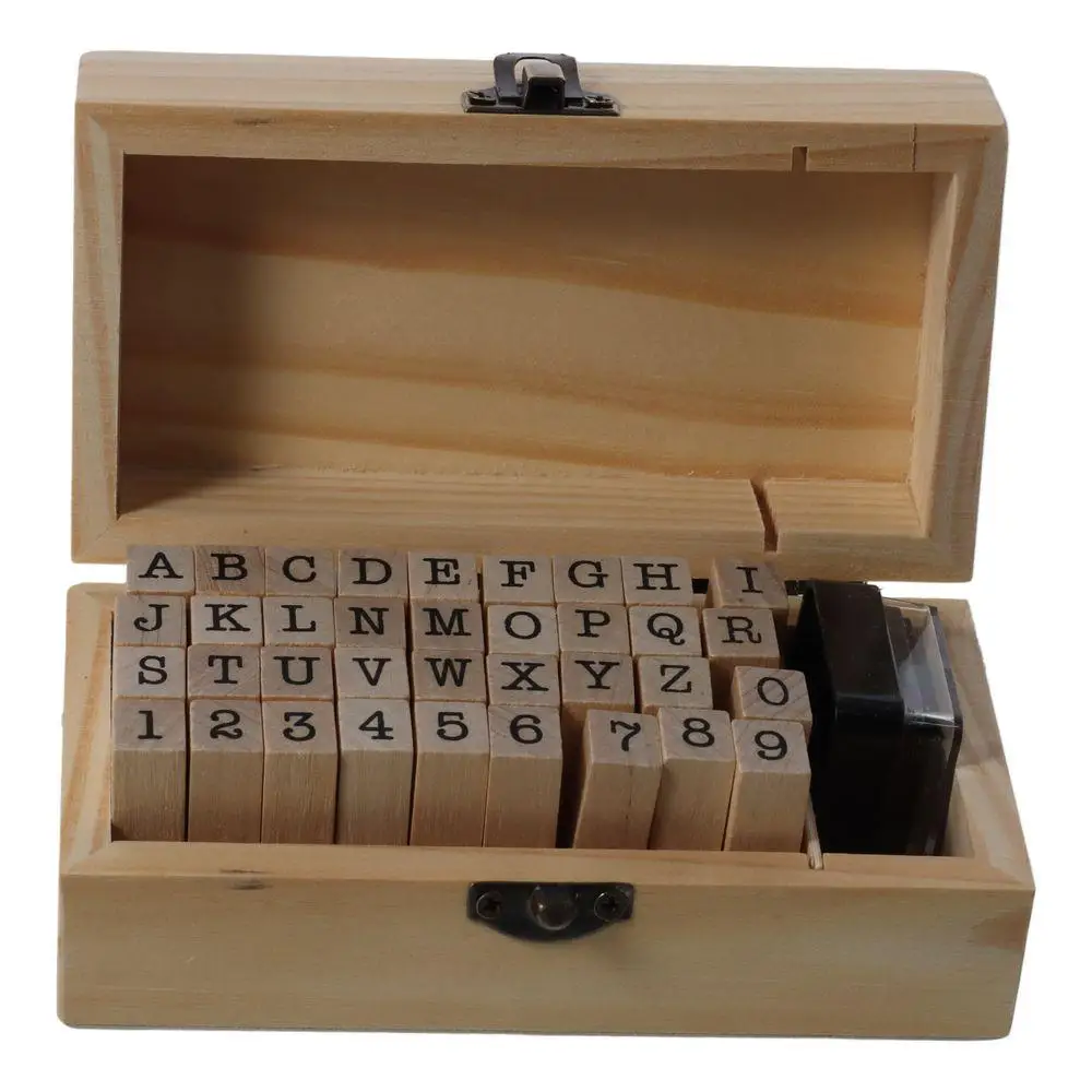 Wood Stamps Letter Stamps Brown Wooden Stamps Alphabet Stamps for DIY