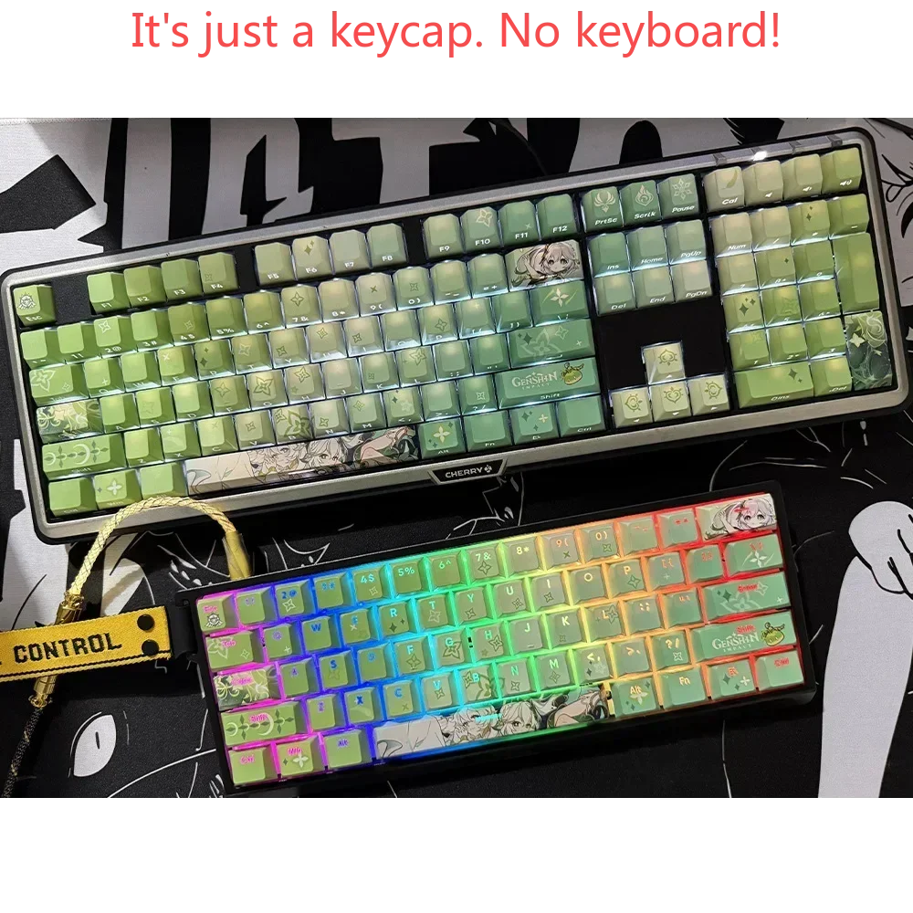 Two Dimensional Nasida Engraved Side Transparent Cherry Key Cap PBT 135 Key for 60/64/84/98/108 Mechanical Keyboard