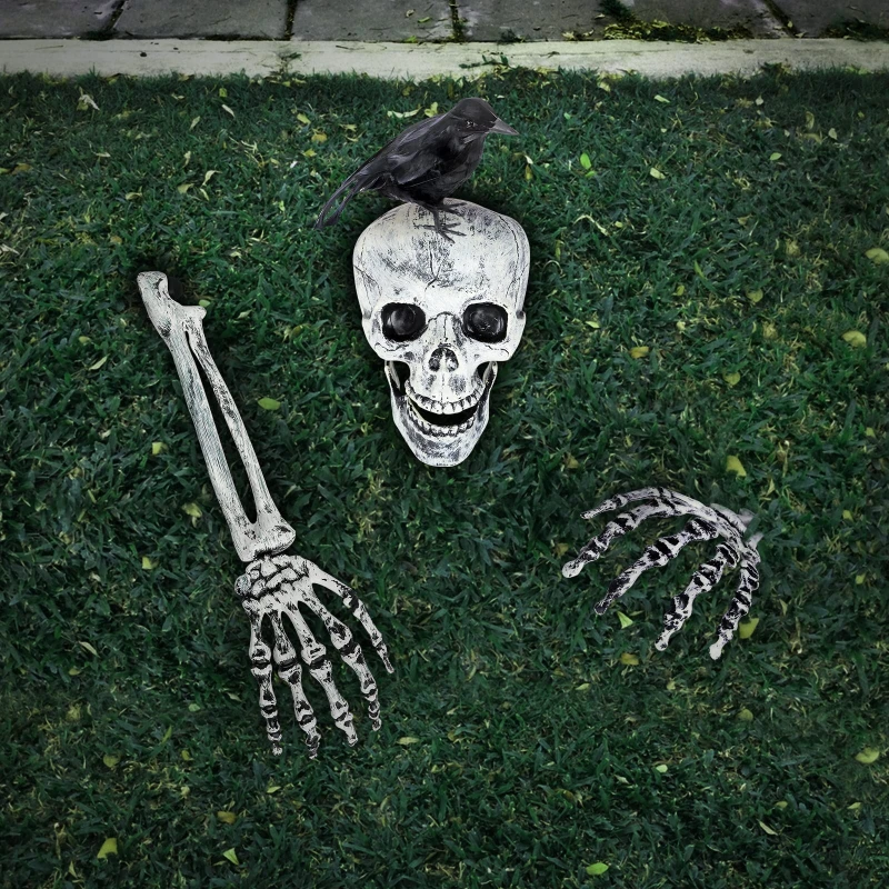 

Realistic Skeleton Stakes Halloween Decorations Scary Skull Skeleton Hand Bone For Yard Lawn Stake Garden Graveyard home decor