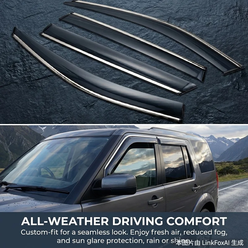 For Land Rover Discovery 3 Discovery 4 LR3 LR4 4pcs/set Smoke Sun Rain Visor Vent Window Deflector Shield Guard Shade