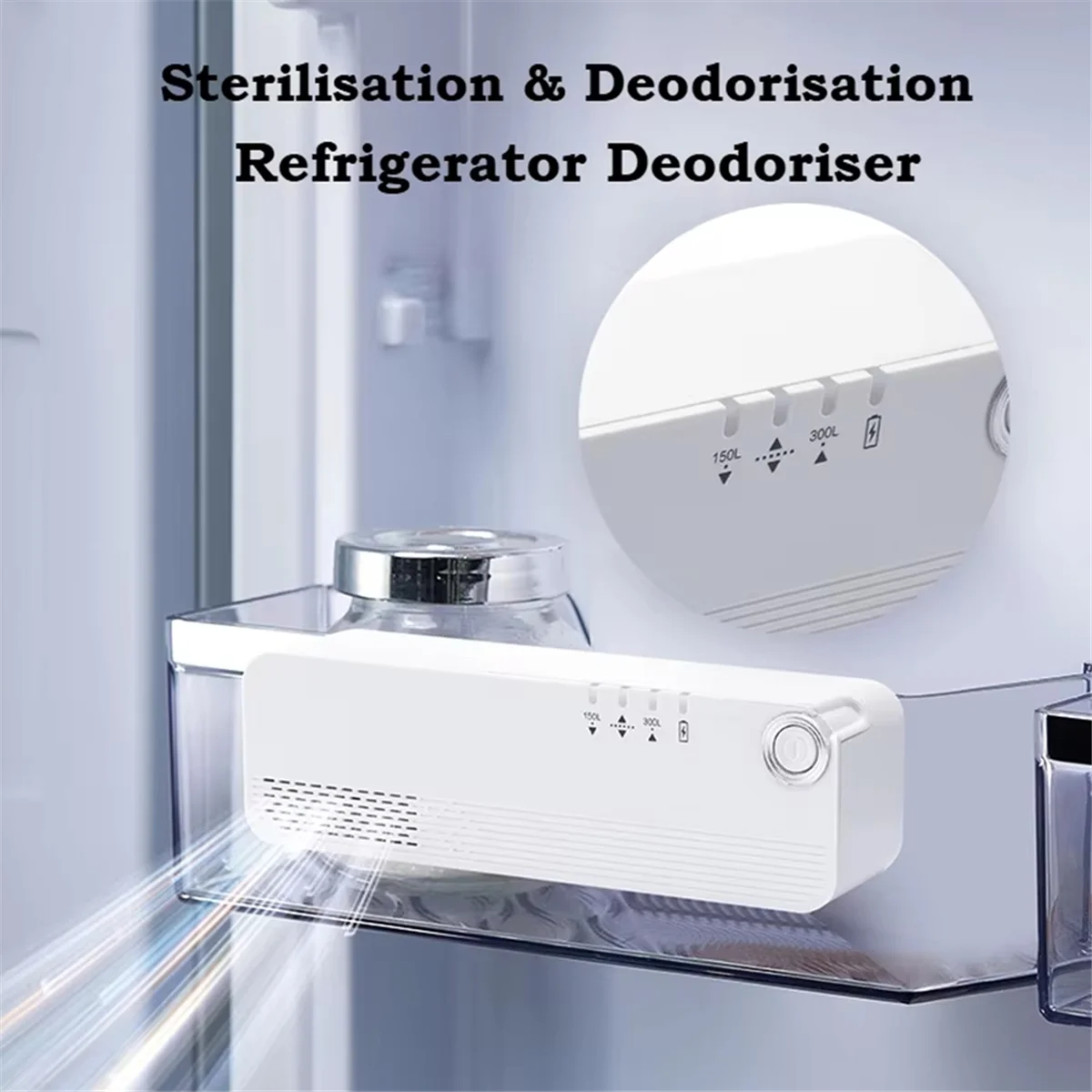 

AB51 4In1 Rechargeable Air Purifier,2400mah Buttery,USB Rechargeable,Fridge Deodorizer,Closet,Pet Area & Car Odor Eliminator
