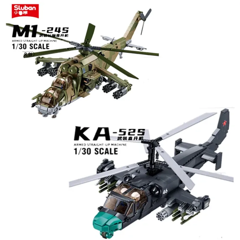 New Military Russia Plane WW2 MI-24 Kamov Ka-52 Helicopter Building Blocks World War 2 Army Gunship Figure Bricks Model Kit Toys