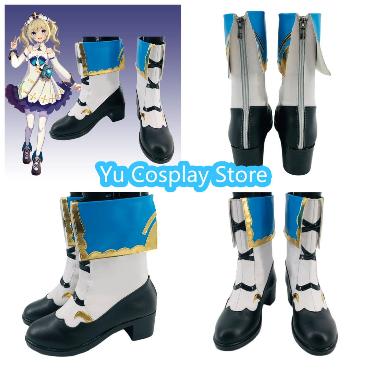 Yu Cosplay Store Barbara Role Playing Shoes Women's Custom Boots Anime Games Halloween Carnival Shoes
