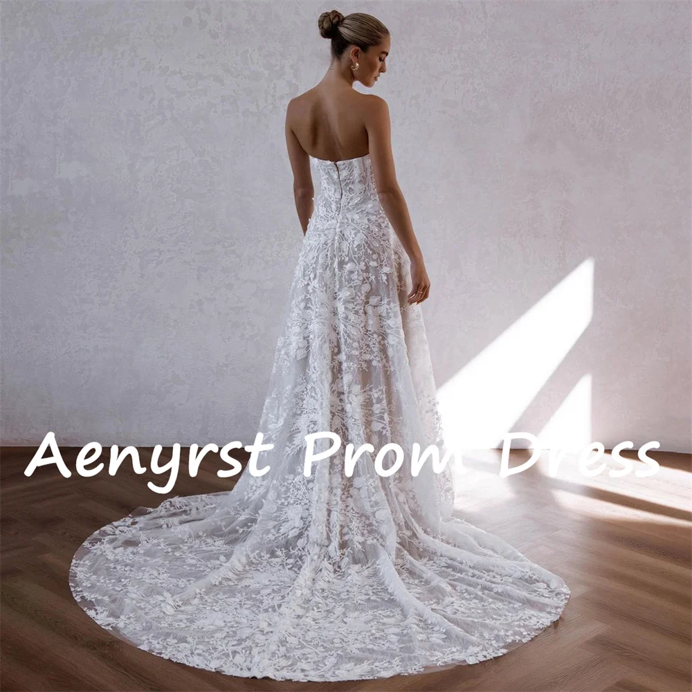 Aenyrst-Robe de mariée ligne A sans bretelles en dentelle, appliques chérie, dos ouvert, train court, patients élégants, quelle que soit sur mesure, 2024