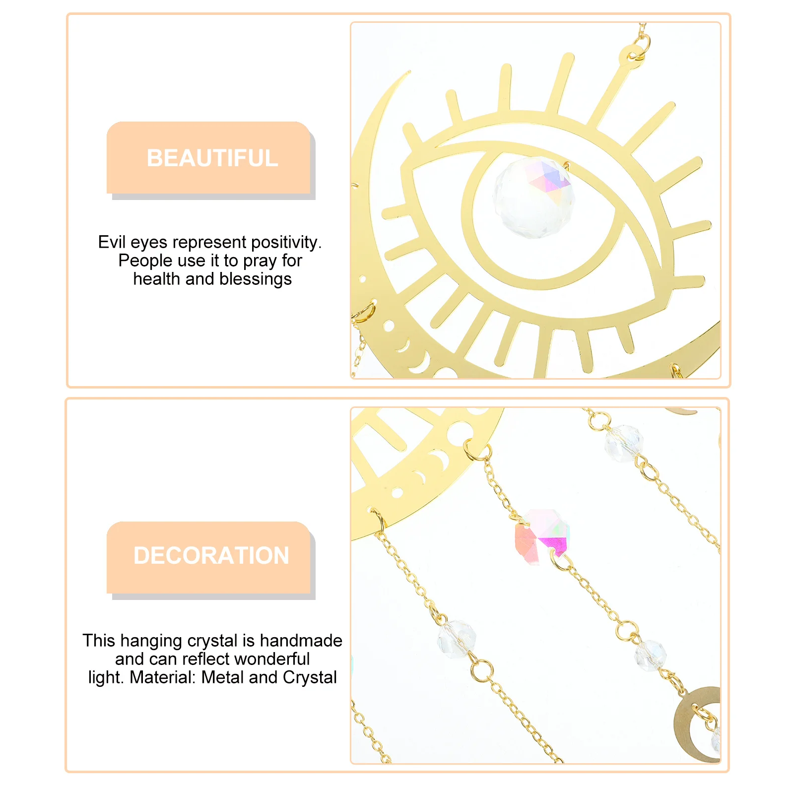 

Crystal Evil Eye Hanging Wind Chime Sun Catcher Decorative Crystal Pendant Home Decoration Sun Catchers Wind Chime