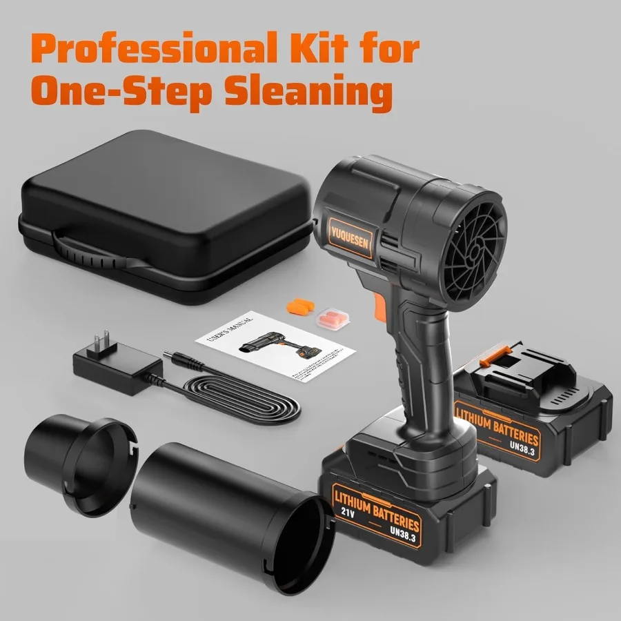 منفاخ أوراق الشجر اللاسلكي 990000 دورة في الدقيقة 21 فولت منفاخ أوراق الشجر الكهربائي المحمول مع بطاريات 2 × 4.0 أمبير في الساعة شاحن سريع خفيف الوزن لقانون الفناء