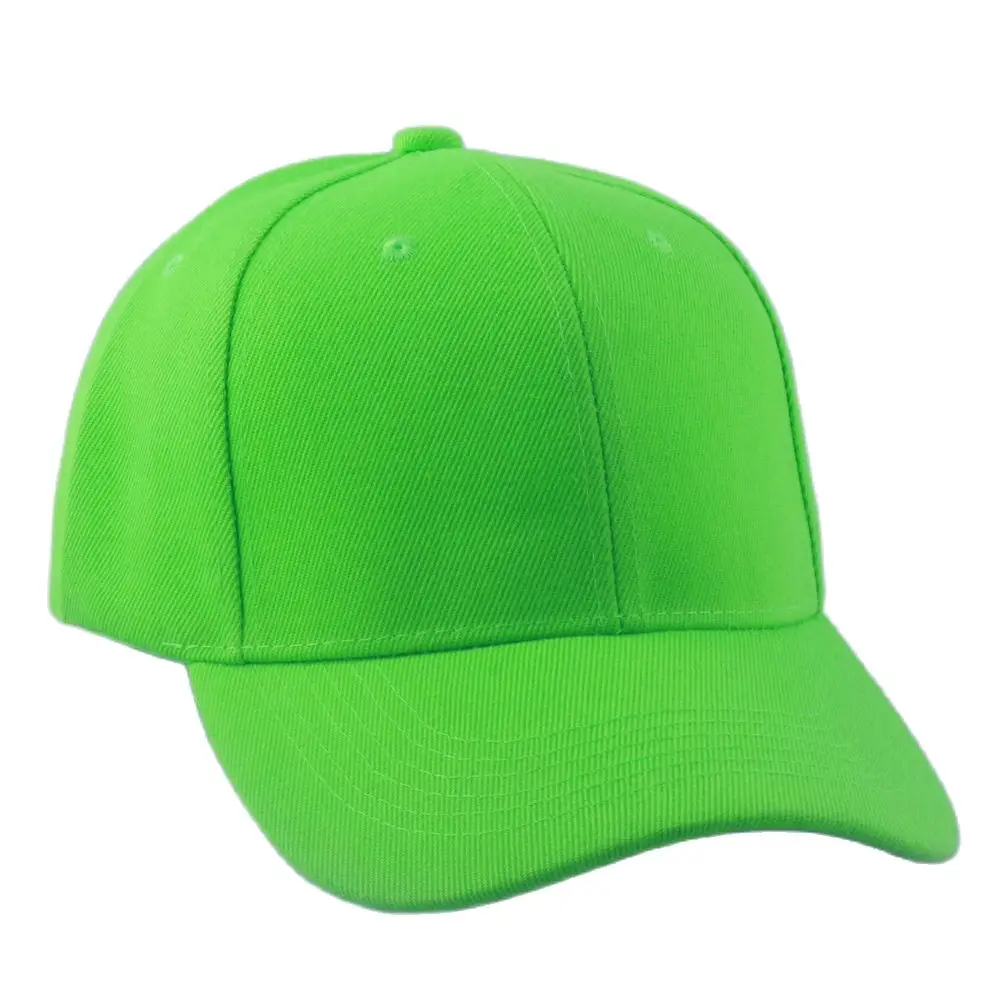 Bright Yellow Green Plain Twill Baseball Cap Blank Casual Hat for Women Men Lime Orange 6 Panel Cap Pre-Curved Visor