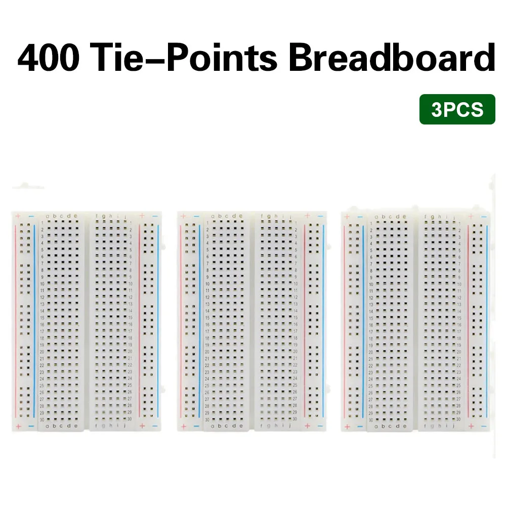 Keyestudio 3PCS 400 Tie-Points Solderless Breadboard Pitch 2.54mm White Breadboard ABS Plastic Material For Arduino Projects