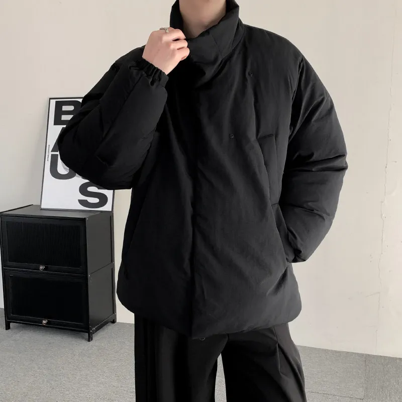 American Design Sle Detachable Collar Cotton Jaet Thiened Winter Warm Bla Men's Women's Outerwear Casual Faion