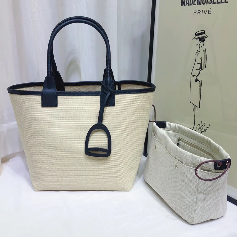 Canvas Tote Bag Woman High-Capacity Handbag Shopping Bag Commuter Bag Versatile Inner Bag Advanced Feeling Fashion