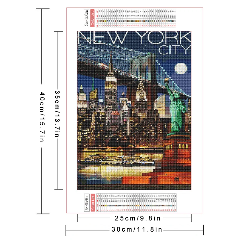 AZQSD Diamond Painting 5d City Landscape Cross Stitch Kits Full Sets Needlework Mosaic Bridge Embroidery New York Home Decor