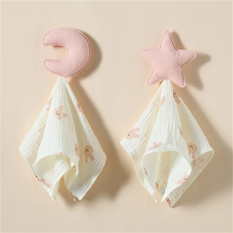 New Born Soothe Appease Towel 100% Organic Cotton Moon Star Toy Ins Baby Comforter Lovely Muslin Security Blanket Sleeping Dolls