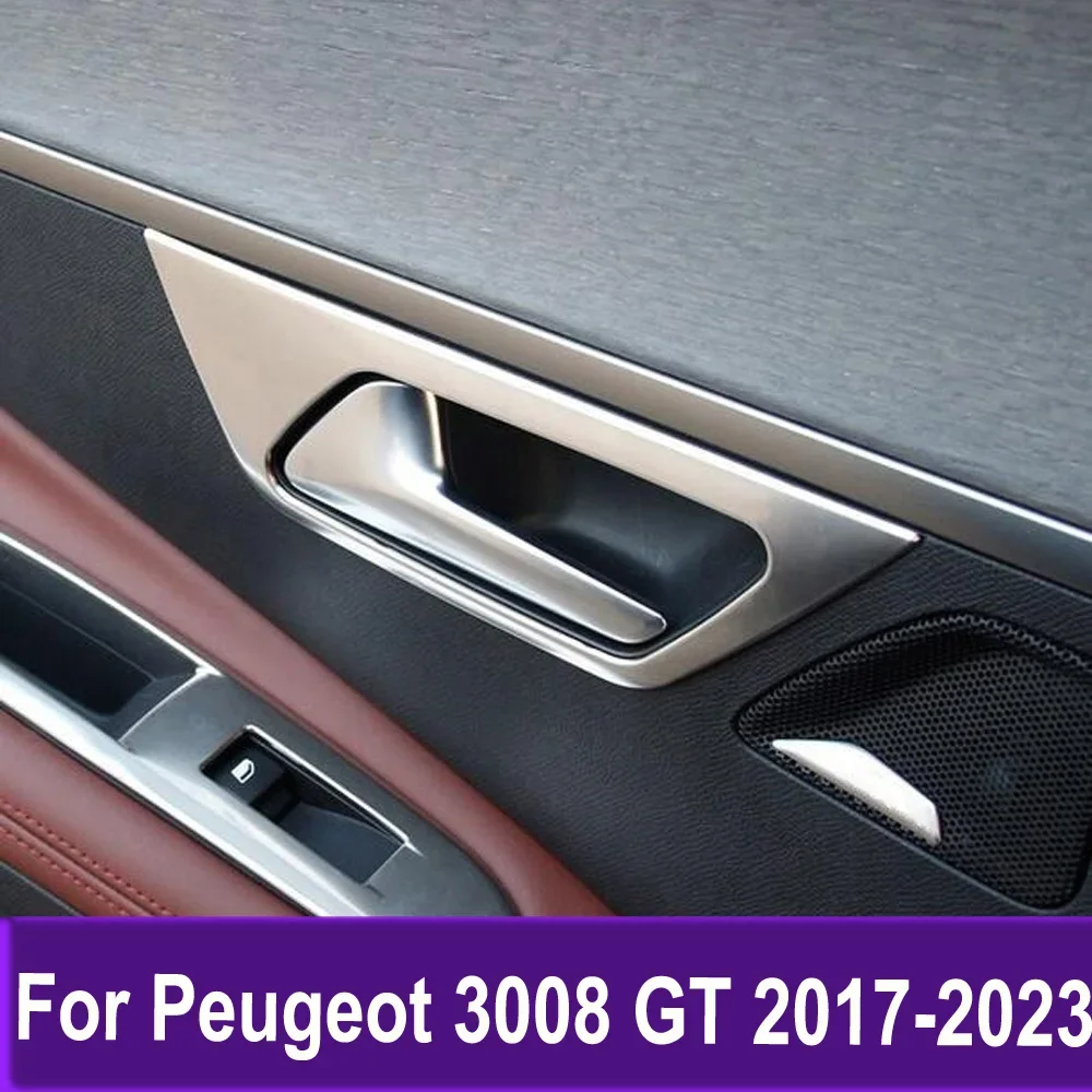 

Car Accessories For Peugeot 3008 GT 2017-2022 2023 Interior Side Door Handle Bowl Cover Trim Sticker Styling
