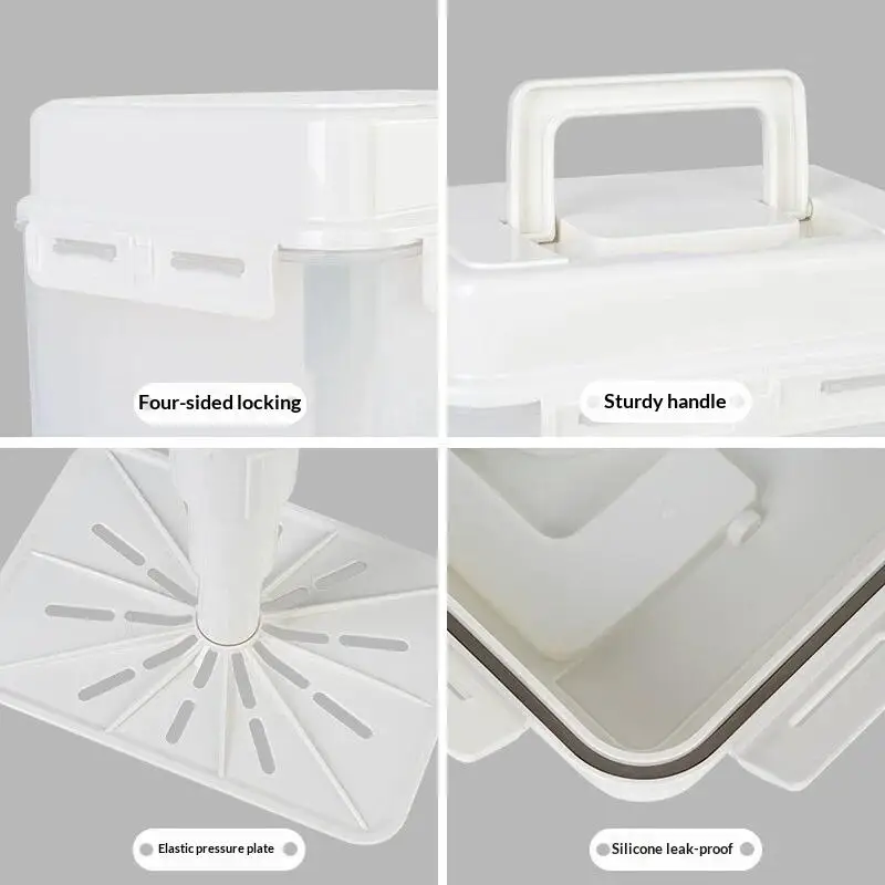 1Pc 4L Airtight Pickle Jar Plastic Leakproof With Press Plate Storage Container For Gherkin Sauerkraut Olive Kimchi Kitchen Bin