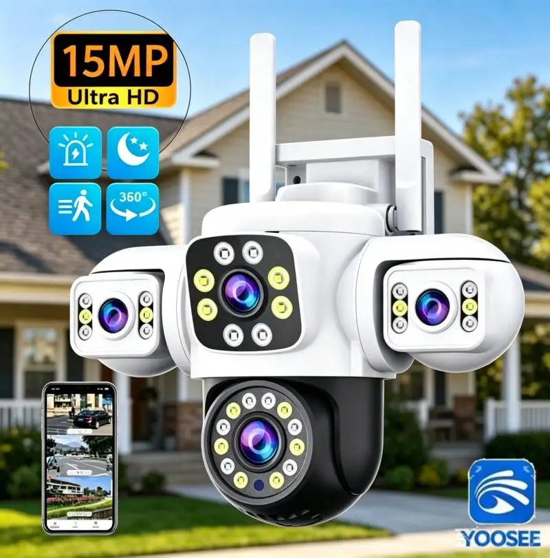 6K 15MP Triple Lens WiFi PTZ Security Camera with Auto Tracking
