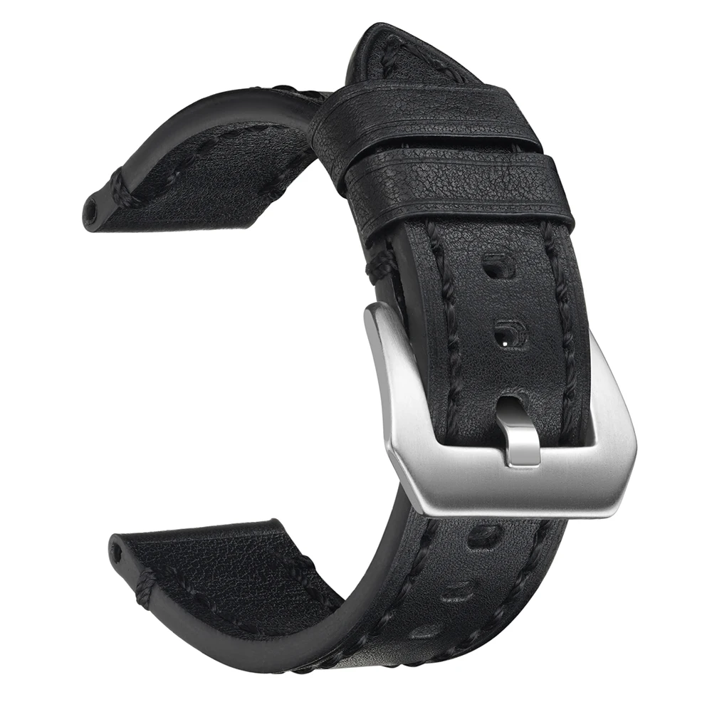 خمر حزام ساعة جلد طبيعي مخيط يدويا ساعة رجالي فاخرة حزام من الجلد 20 مللي متر 22 مللي متر 24 مللي متر