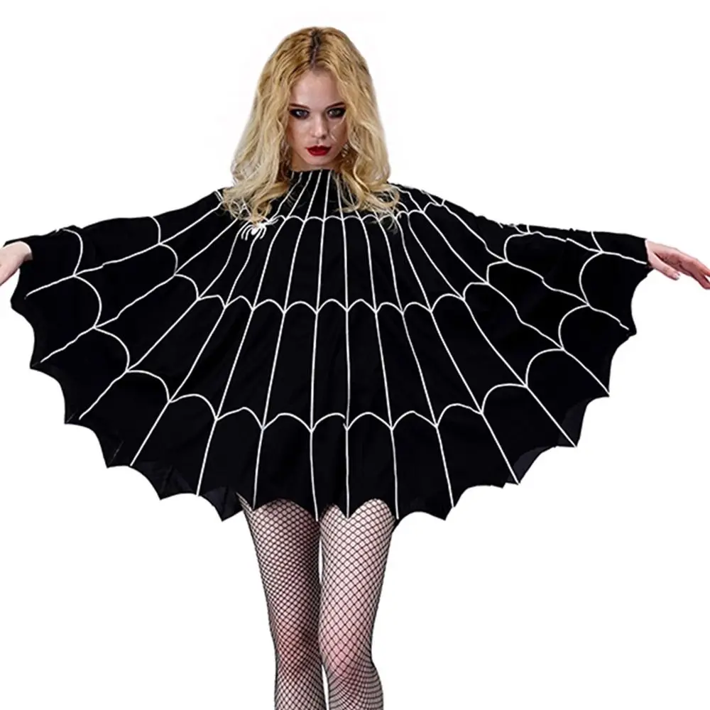 الملابس الدعامة هالوين تأثيري كيب فضفاض العنكبوت صافي شبح مقنعين عباءة اليقطين متعة التفاعل الساحرة تأثيري عباءة الكبار