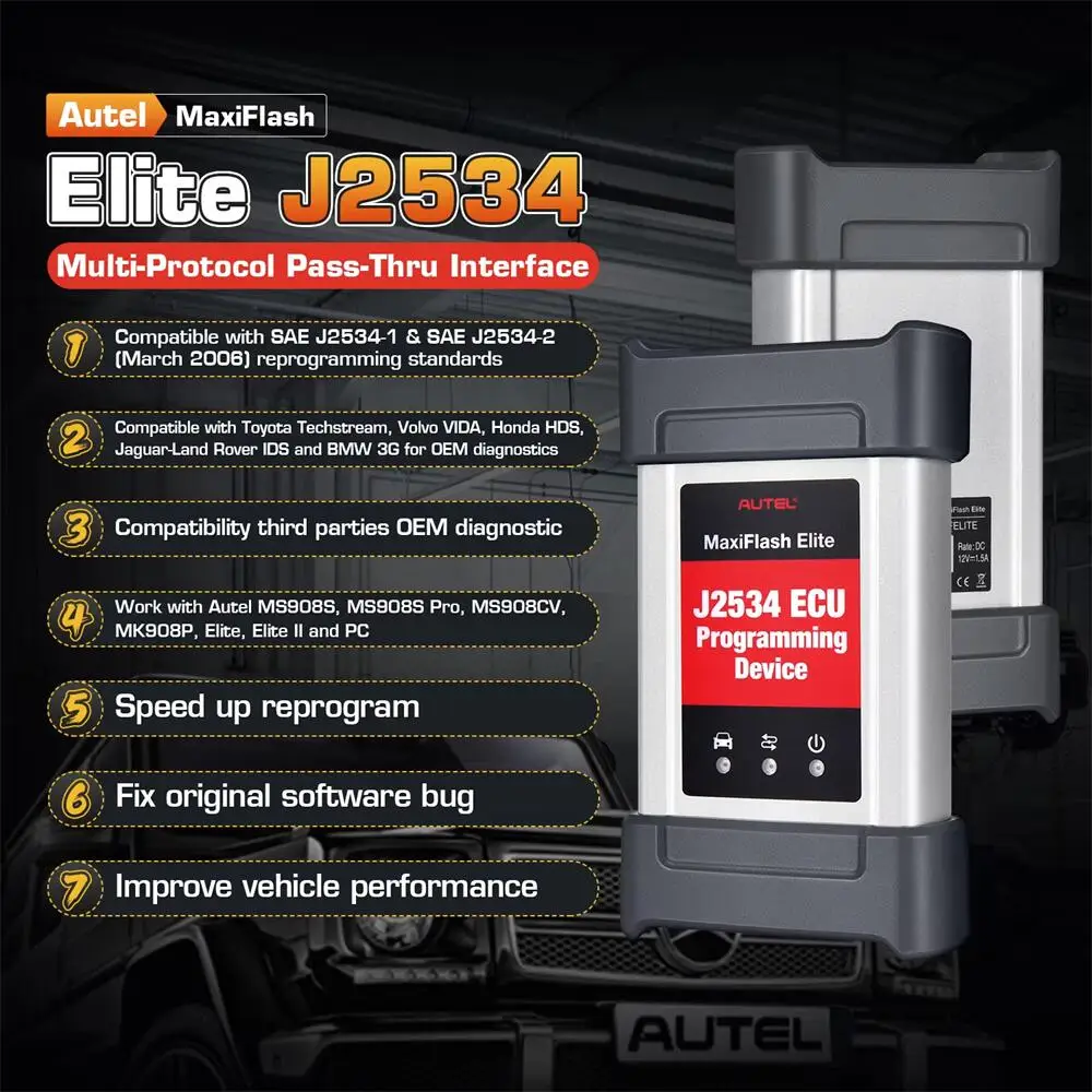 Autel MaxiFlash Elite J2534 Programming Device Work with Autel Scanner, Laptop Automaker Software for Reprogramming