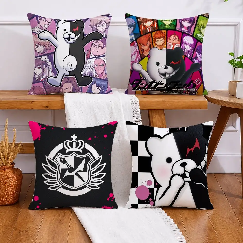 Anime D-Danganronpa Monokuma Pillow Case Pattern Printed Pillowcase For Living Room Sofa Cushion Cover