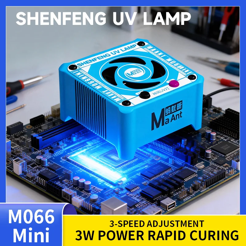 MaAnt M066 Mini UV Curing Lamp 3W Rapid Cure 3s Cooling 3-Speed Control Rechargeable for Phone PCB Repair